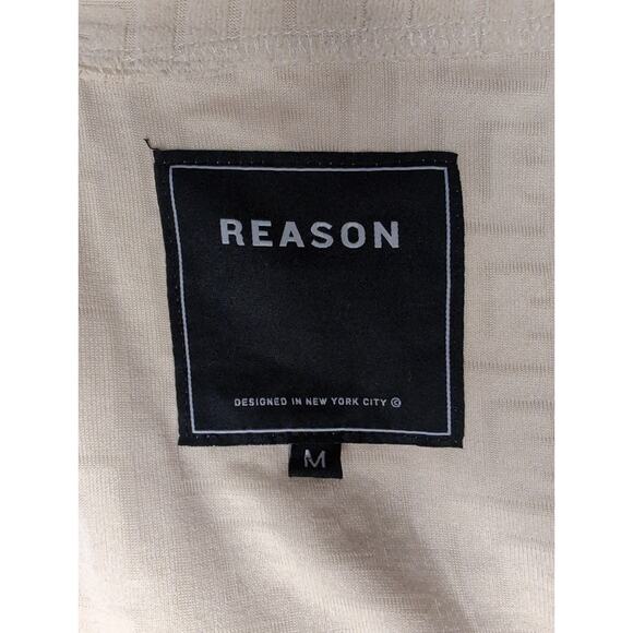 Reason NY towel short sleeve embossed khaki button down shirt M - Picture 8 of 9